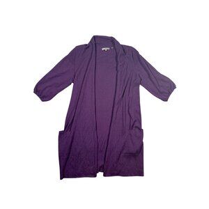 Vince Cashmere Open Front Bell Sleeve Long Length Cardigan Size Large Purple